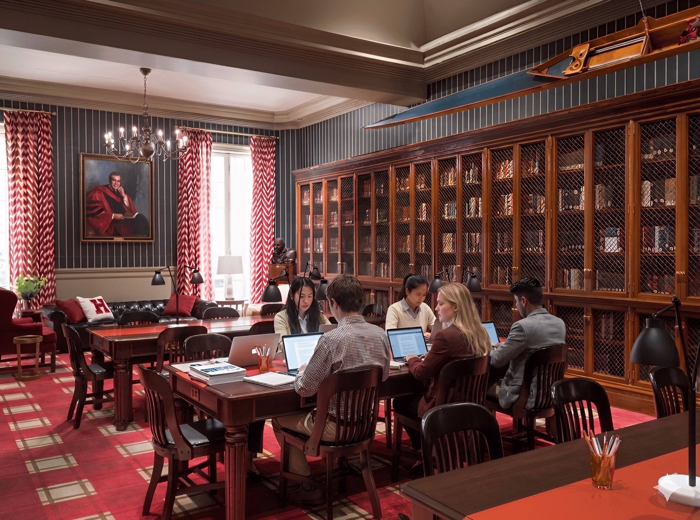 Students studying at the Harvard Club of New York City